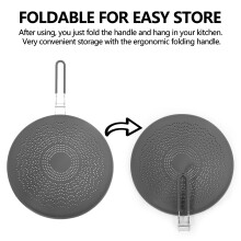 Siliconen Spatscherm, Vetspatbescherming met Inklapbare Handgreep, voor Koken Spatbescherming en Koekenpan, 13 Inch, Grijs