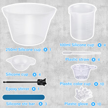 Tazas Medidoras de Silicona para Resina Epoxi, Suministros de Resina con Tazas de Silicona de 250 y 100 Ml para Resina, Moldes, FabricacióN de Joyas