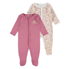 (6 Months, Rose) Name It Baby Crew Neck Long-Sleeved Sleepsuit (Pack of 2)
