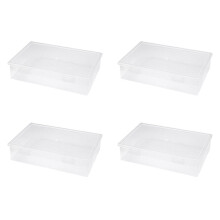 4X Plastic File Organizer Transparent Square Storage Box Storage Box File Storage Box L
