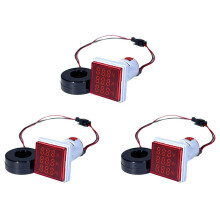 3X LED Digital Voltmeter Ammeter Hertz Meter AC6-500V Signal Lights Voltage Current Frequency Meter Indicator Tester Red