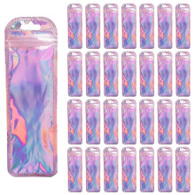 600Pc Resealable Holographic Pen Smell Proof Pouch Zipper Closure Beadable Packaging Bags for Pen Sealable Storage Bag