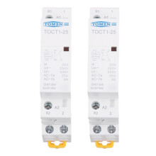 2X TOMZN TOCT1-25 2P 25A 1NO 1NC 220V/230V 50/60HZ Din Rail Huishoudelijke AC Modulaire Contactor 1NO1NC AC Contactor