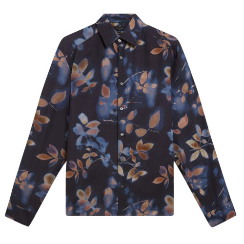 Ted Baker (M, Navy) Ted Baker Mens Leaf Print Regular Shirt
