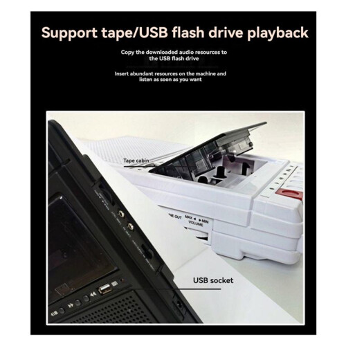 2X Retro Cassette Recorder en Speler Ondersteunt Interne en Externe Opname en USB Transcriptie