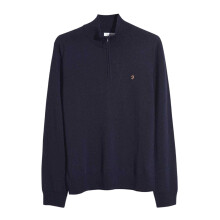 (L, True Navy) Farah Mens Zip Neck Sweater Top