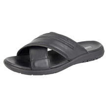 (8 UK, Black) Roamers Mens Nubuck Crossover Strap Mules