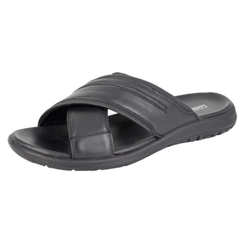 (8 UK, Black) Roamers Mens Nubuck Crossover Strap Mules