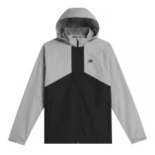 (L, Grey/Black) New Balance Mens Two Tone Woven Hooded Jacket