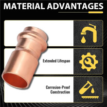 Pack of 5 Foskan 1" X 3/4" Copper Press Reducer Bushing, Press-to-Connect Fittings for Copper Pipe