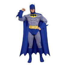 (L, Blue/Yellow) Batman Mens Deluxe Muscles Costume