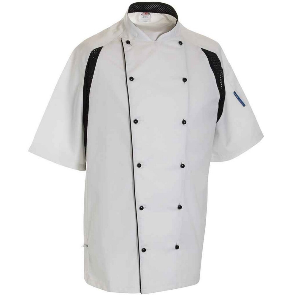 (Xs, White/Black) Le Chef Unisex Adult Executive Contrast Detail Short-Sleeved Chef Jacket 5063470417797