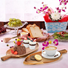 2 Pc Wood Serving Platters,13 Inch X 5.5 Inch Leaf Shaped Food Serving Trays for Entertaining,Small Cheese Platter Board