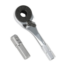 1/4" Stainless Steel Ratchet Wrench 6.35mm Hexagon Torque Wrench Quick Socket DIY Tool