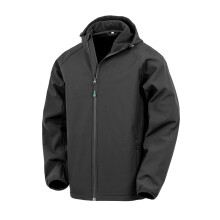 (4XL, Black) Result Mens Hooded 3 Layer Recycled Soft Shell Jacket