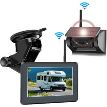 WIFI Wireless Rear View Backup Camera Solar Powered Magnet Reverse Cam with AHD 5" Monitor for Campers Truck Trailer