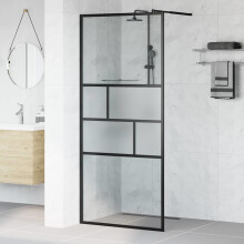 vidaXL Walk-in Duschwand Schwarz 90 x 195 x 0,5 cm Glas und Aluminium