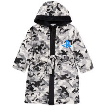 (5-6 Years, Grey/Black/Off White) Playstation Boys Fluffy Robe
