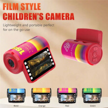 1080P Digital CCD Camera Video Recorder Vintage Film Camera Keychain Thumb Camera for Kid Teens Black