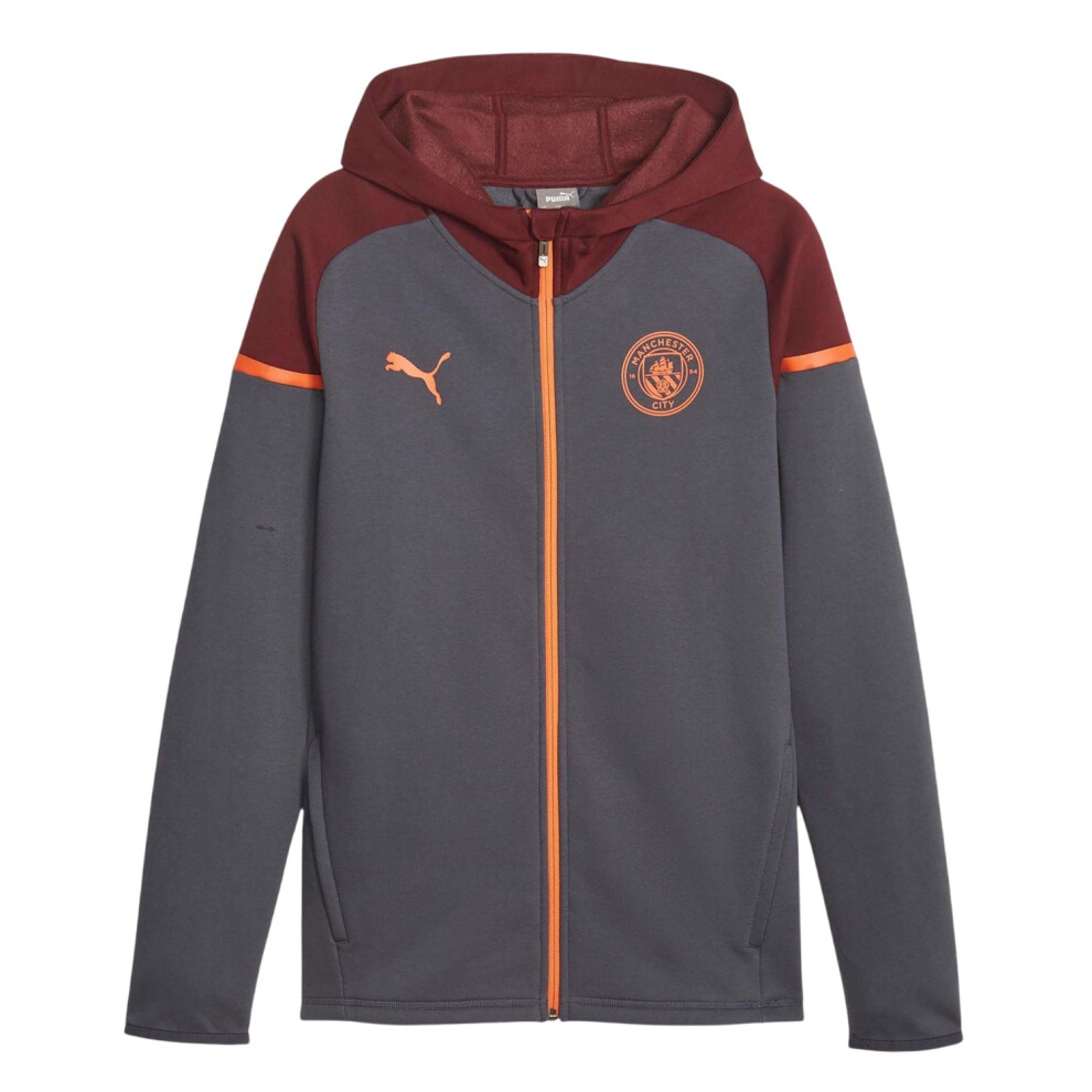 Puma (L, Grey) Mens Manchester City Fc Cotton Blend Hooded Jacket