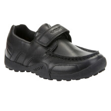 (11.5 UK Child, Black) Geox Boys Snake loafer Patent Leather Moccasin School Shoes