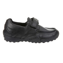 (6 UK Child, Black) Geox Boys Snake loafer Patent Leather Moccasin School Shoes
