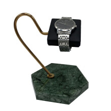Watch Display Stand Green Natural Marble Base Gold Metal Support Rod PU Bracket Watch Storage Display Stand