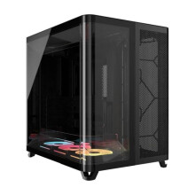 PC-Gehäuse - CORSAIR - AIR 5400 LX-R LINK Tempered Glass Mid-Tower - RGB-Lüfter mit umgekehrtem Rotor - Schwarz