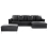 Beliani Corner Sofa 4 Seater OSLO Leather Black with Ottoman Left Hand 1