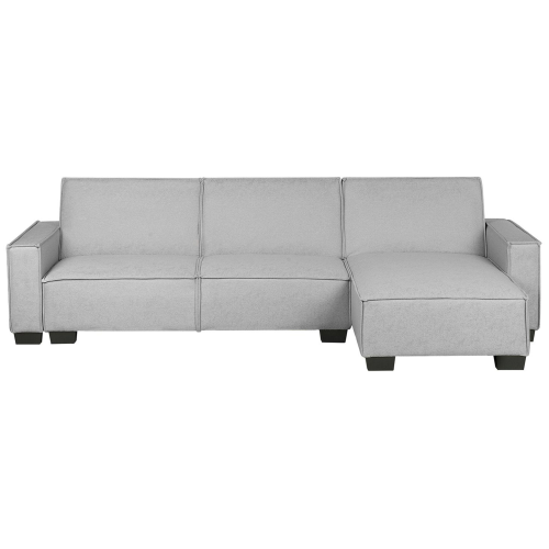 Beliani Corner Sofa Bed 3 Seater ROMEDAL Fabric Light Grey Left Hand