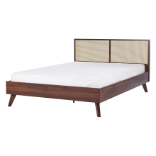 Bed Rattan MONPAZIER 140 x 200 cm (EU Double) Dark Brown