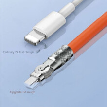 3X 120W 6A Super Fast Charge Type-C Liquid Silicone Cable Quick USB Cable for Phone Pixel Bold Data ,Orange 1.5M
