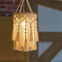2X Abat-Jour Boho, Lampe Suspendue Boho, Abat-Jour en Macramé Fait à la Main, Lampe Suspendue à Brancher, Lampes Suspendues Bohèmes