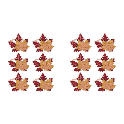 12 Anneaux de Serviette en Forme de Feuille D'Érable pour Décoration de Table de Maison