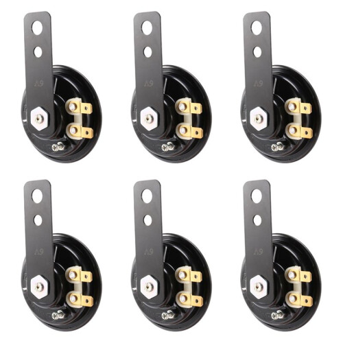 6X Corno Elettrico 6V Nero Mount per Auto, Moto, Camion