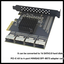 2X PCIe Adapter 4 SFF-8087 auf 16-Port SATA3.0 Erweiterungskarte SATA3.0 Controller für Win10/11/2003/Linux
