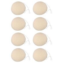 8X Face Naturlig Konjac Rengöringssvamp - Vit