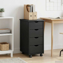 vidaXL Rolling Cabinet Grey 34 x 39 x 65.5 cm Solid Pine Wood