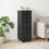 VidaXL vidaXL Rolling Cabinet Black 34 x 39 x 93.5 cm Solid Pine Wood 1