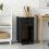 VidaXL vidaXL Rolling Cabinet Black 34 x 39 x 65.5 cm Solid Pine Wood 1