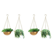 4X Large Gold Hanging Planter with Drainage, Semi-Circle Hanging Plant Holder for Indoor Plants