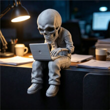 Skeletfiguur Bureau Ornament Altijd Werkend Grappige Bureau Decoratie Figuur Cadeau voor Werknemers, Gamers