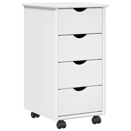 VidaXL vidaXL Rolling Cabinet White 34 x 39 x 65.5 cm Solid Pine Wood 1