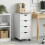 VidaXL vidaXL Rolling Cabinet White 34 x 39 x 65.5 cm Solid Pine Wood 3