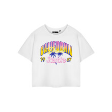 (Medium) Barbie Cropped Short Sleeved T-Shirt (Womens White)
