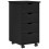 VidaXL vidaXL Rolling Cabinet Black 34 x 39 x 65.5 cm Solid Pine Wood 2