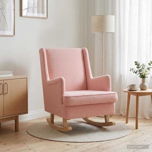 VidaXL vidaXL Schaukelstuhl Rosa 62 x 80 x 85 cm Bouclé 2