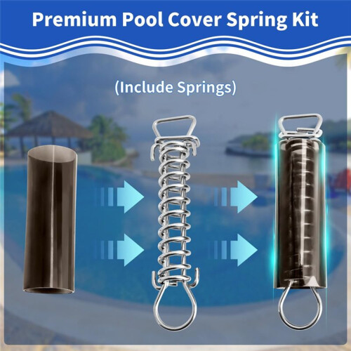 6Pack Pool Winter Cover Spring with Pool Protective Spring Cover with Stopper D Ring & Vinyl Spring Sleeves 2