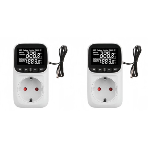2X TUYA WIFI  Temperrature Controller Socket with Sensor  Thermostat 16A Remote Control EU Plug