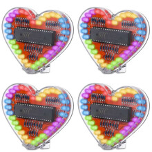 4X Hjärtformad RGB LED-Blinkljusmodul Gör-det-Själv Elektroniskt Kit Vattenlampa Lödningsprojekt för Skolstudent